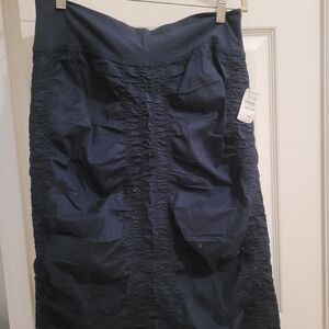 XCVI Stretch Poplin Double Shirred Panel Skirt Medium